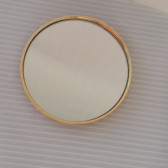 Ornate Gold plate Intricate Compact Purse Mirror VTG Vanity Portable Makeup New - Picture 7 of 10